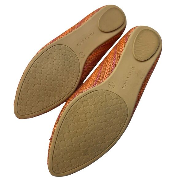 Kelly & Katie Pirassa Flats 8.5M Pointed Toe Woven Orange Pink Casual Summer - Picture 6 of 8